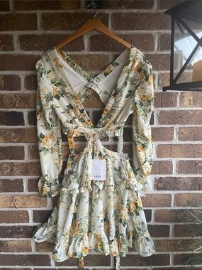New MOONSEA CHARMING FRAGRANCE FLORAL RUFFLE DRESS